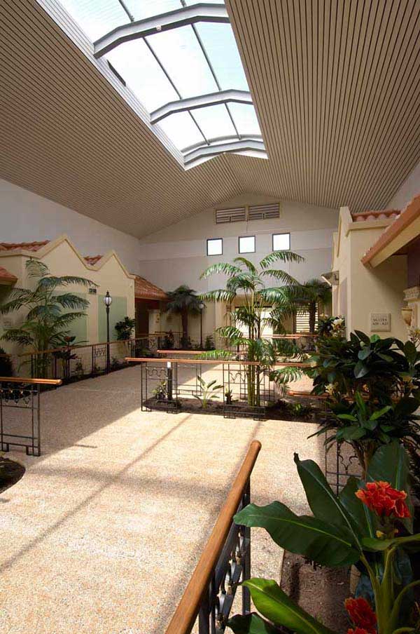 Beautiful indoor garden at an aged care independent living facility